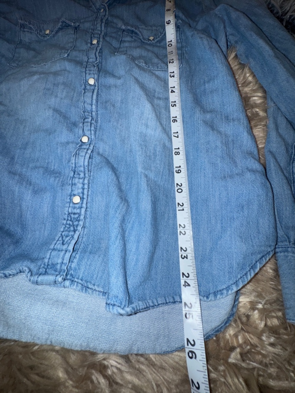 L.O.G.G Blue Denim Snap button-Down Shirt with Dual Chest Pockets, soft, Sz 16 - Picture 9 of 9